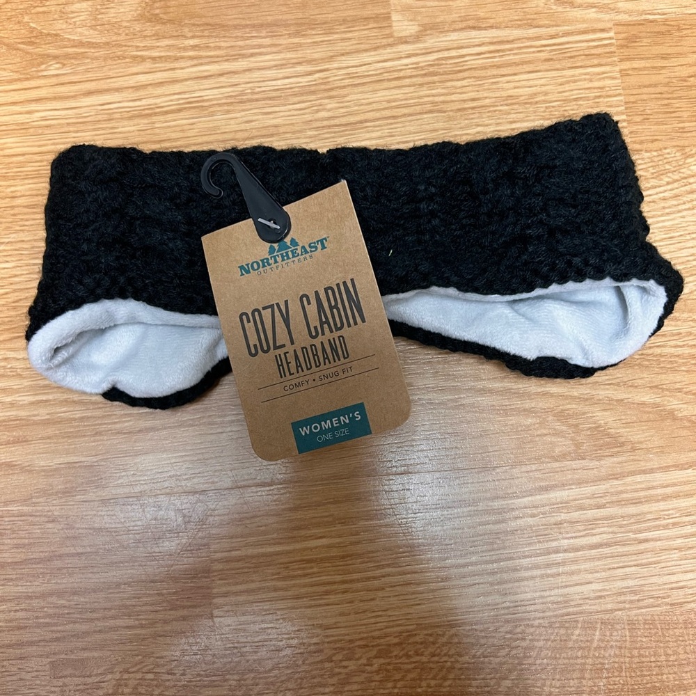 Cozy Cabin Black Knit Headband